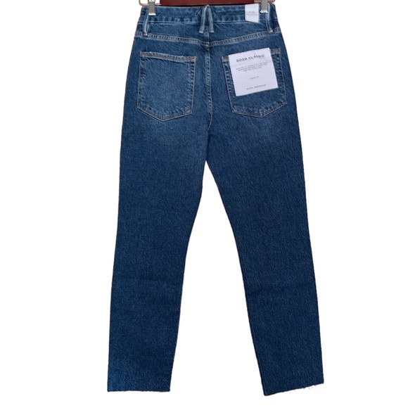 NWT Good American Good Classic Raw Hem High Rise Jeans Blue940 - Picture 5 of 10